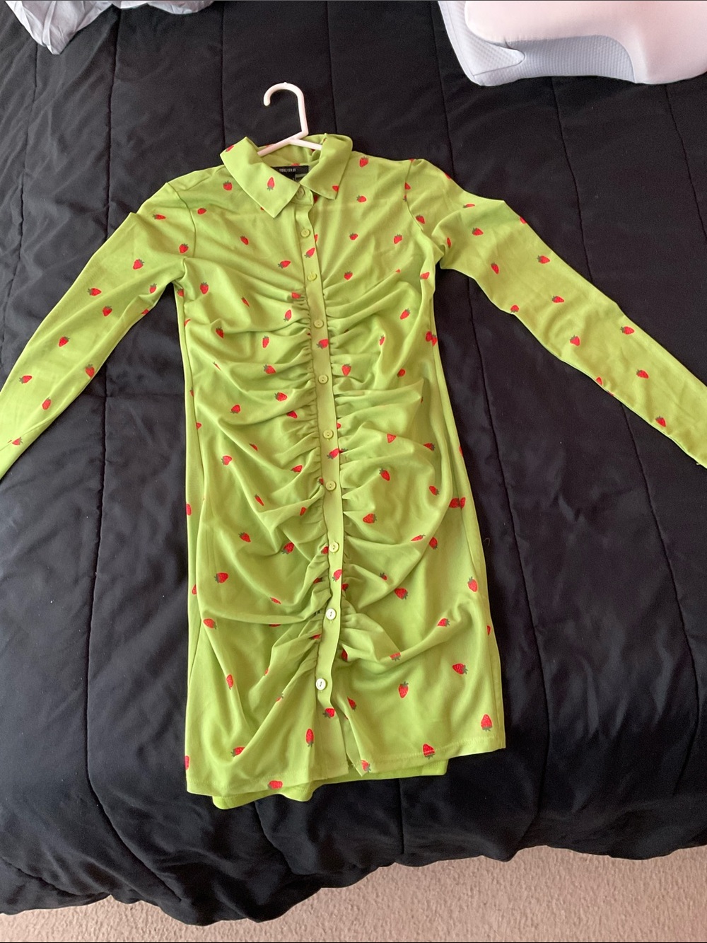 Forever 21 Green Dress with Red Strawberry Print